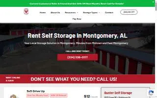 Gunter Self Storage Montgomery website