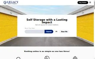 Legacy Self Storage website