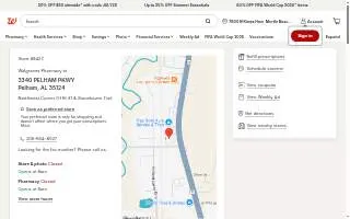 Walgreens Pharmacy of Pelham website