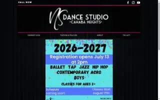 NS Dance Studio website