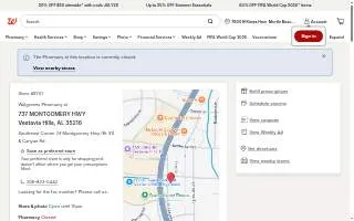Walgreens Pharmacy of Vestavia Hills website