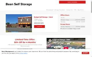 Budget Self Storage Cabot website