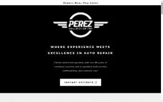 Perez Collision Center website