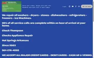 Chuck's Appliance Repair of Hot Springs website