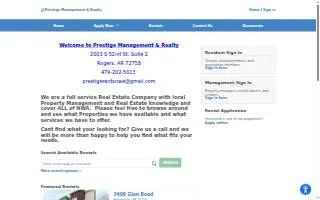 Prestige Management & Realty website