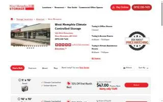 Climate Controlled Storage of West Memphis website