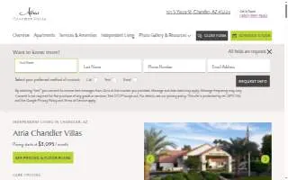 Atria Chandler Villas website