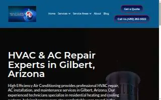 High Efficiency Air Conditioning Inc. website