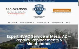 Comfort Experts of Mesa website