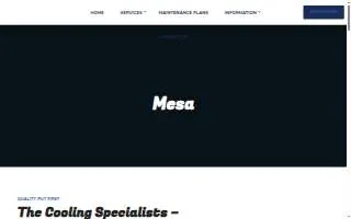 Cooling Specialists of Mesa website
