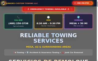 Juniors Custom Towing llc, Gruas