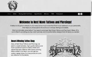 Next Wave Tattoos and Piercings website