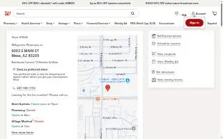 Walgreens Pharmacy of Mesa website
