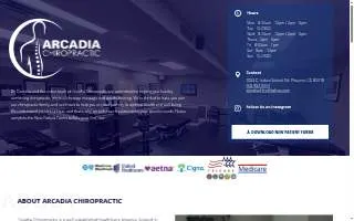 Arcadia Chiropractic website