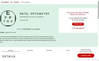 Patel Optometry website