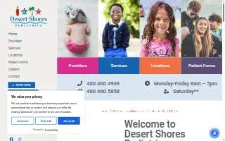 Desert Shores Pediatrics PC website