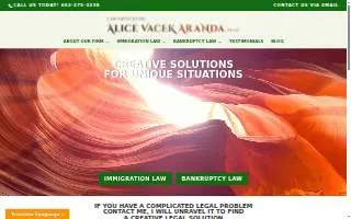 Law Offices of Alice Vacek Aranda, PLLC website