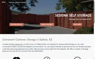 Sedona Self Storage website