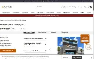 Ashley Store of Tempe website