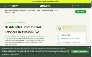 Aptive Pest Control of Tucson website