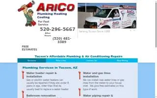 Arico Plumbing Heating Cooling website