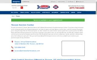 Arrow Exterminators of Tucson website