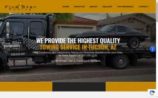 Five Star Towing of Tucson website