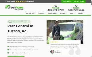 Green Home Pest Control Tucson website