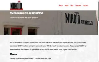 Nihoto Auto Repair LLC website