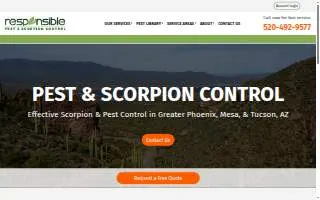Responsible Pest & Scorpion Control of Tucson website