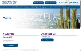 Hearing Aid Specialists of Yuma website