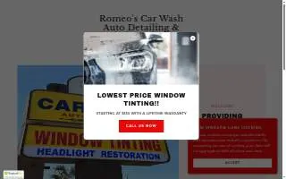 Romeos Car Wash website
