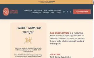 Rad Dance Studio website