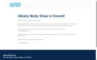 Albany Body Shop website