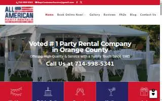 All American Party Rentals of Anaheim website