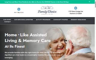 Family Choice Senior Living website