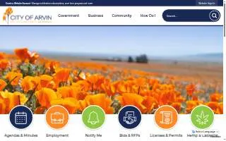 Arvin Business Licenses website
