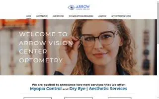 Arrow Vision Center Optometry of Azusa website