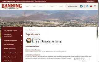 City of Banning Community Services website