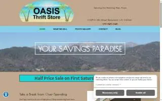 Oasis Thrift Store website