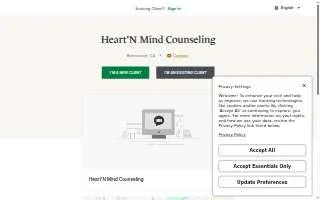 Heart'N Mind Counseling website