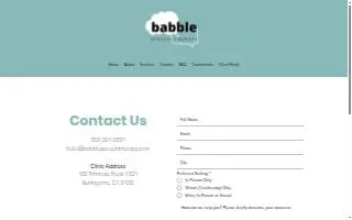 Babble Speech Therapy website
