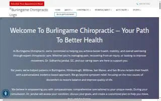 Burlingame Chiropractic website