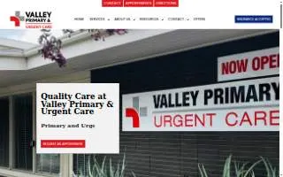 Valley Primary & Urgent Care website