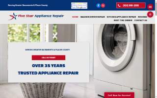 Five Star Appliance Repair website