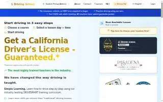 Driving School of Claremont website