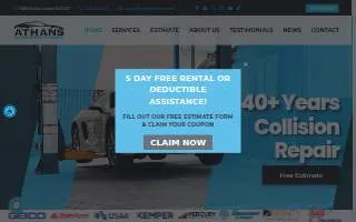 Athans Auto Body and Paint website