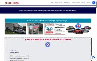 A1 Auto Repair Smog of Dana Point website