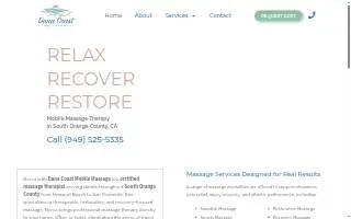 Dana Coast Mobile Massage website