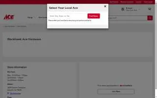 Blackhawk Ace Hardware website